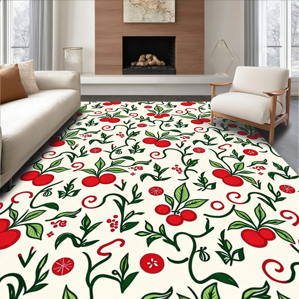 Cherry Vine Botanical Print Rug
