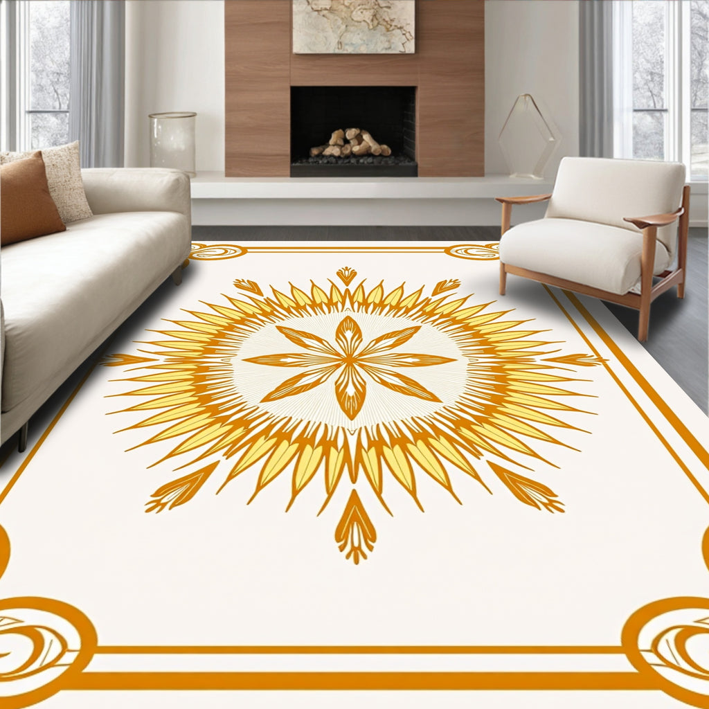 Golden Sunburst Art Deco Rug