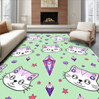 Cute Cat Gemstone Pattern Rug