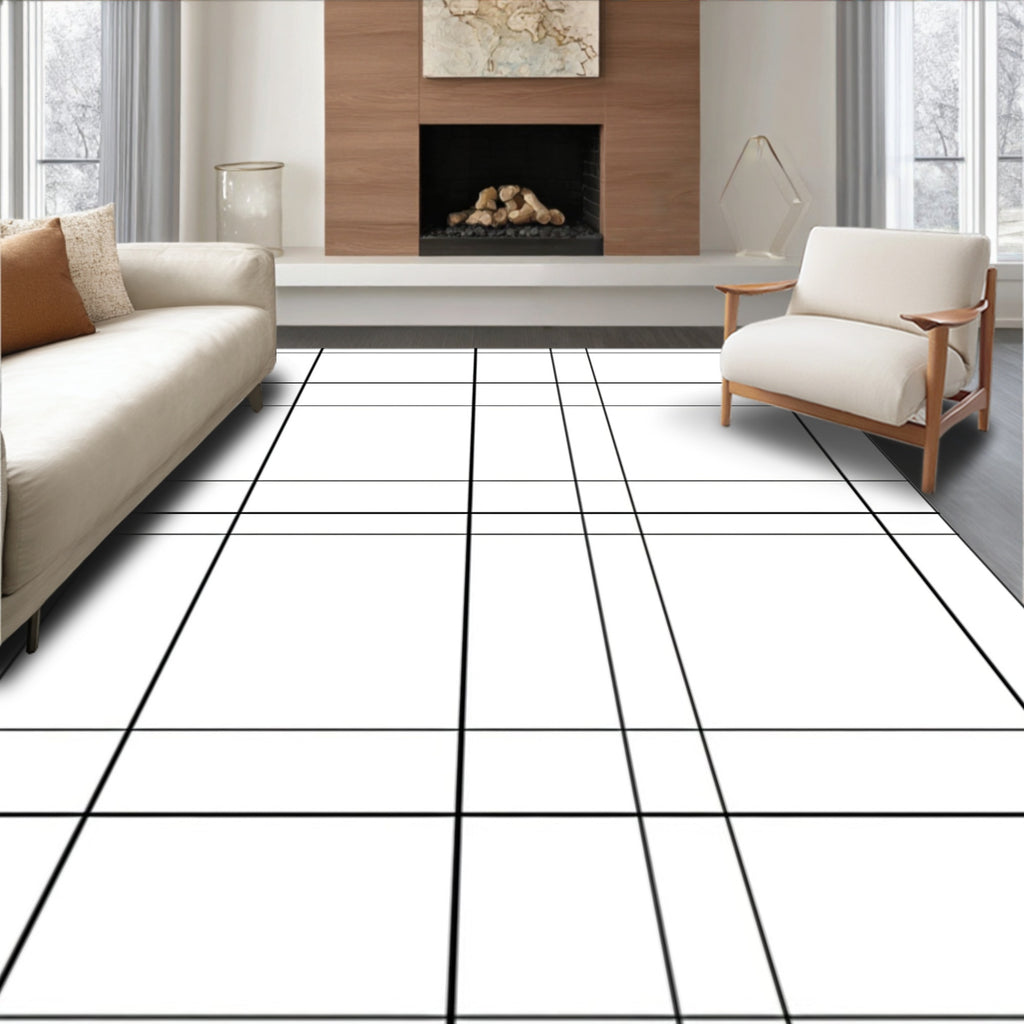 Black and White Grid Pattern Rug