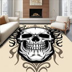 Intricate Skull With Flames Pattern Rug