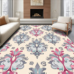 Damask Floral Pattern with Pink Accents Rug
