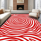 Red Swirl Stripe Abstract Pattern Rug