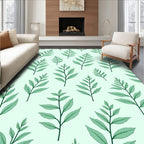 Delicate Green Leaf Pattern Rug