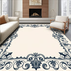 Elegant Floral Scroll Border Design Rug