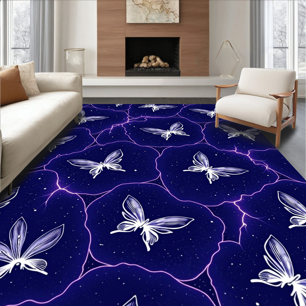 Mystical Butterflies Lightning Pattern Rug