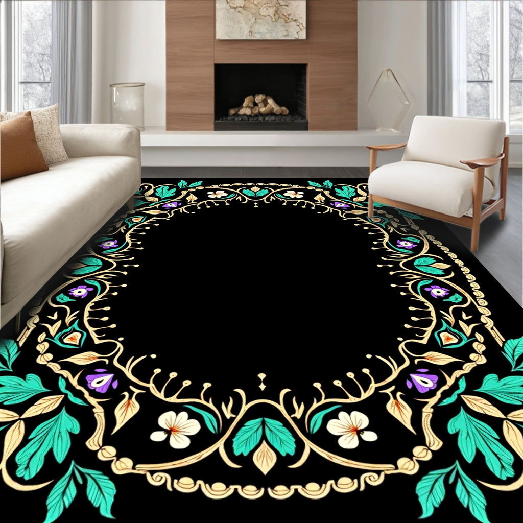 Ornate Floral Swirls Pattern Rug