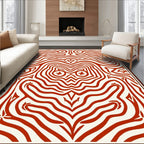 Abstract Red Swirls Face Design Rug
