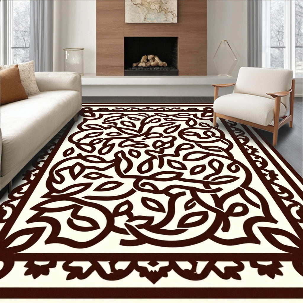 Ornate Vine Scroll Pattern Rug