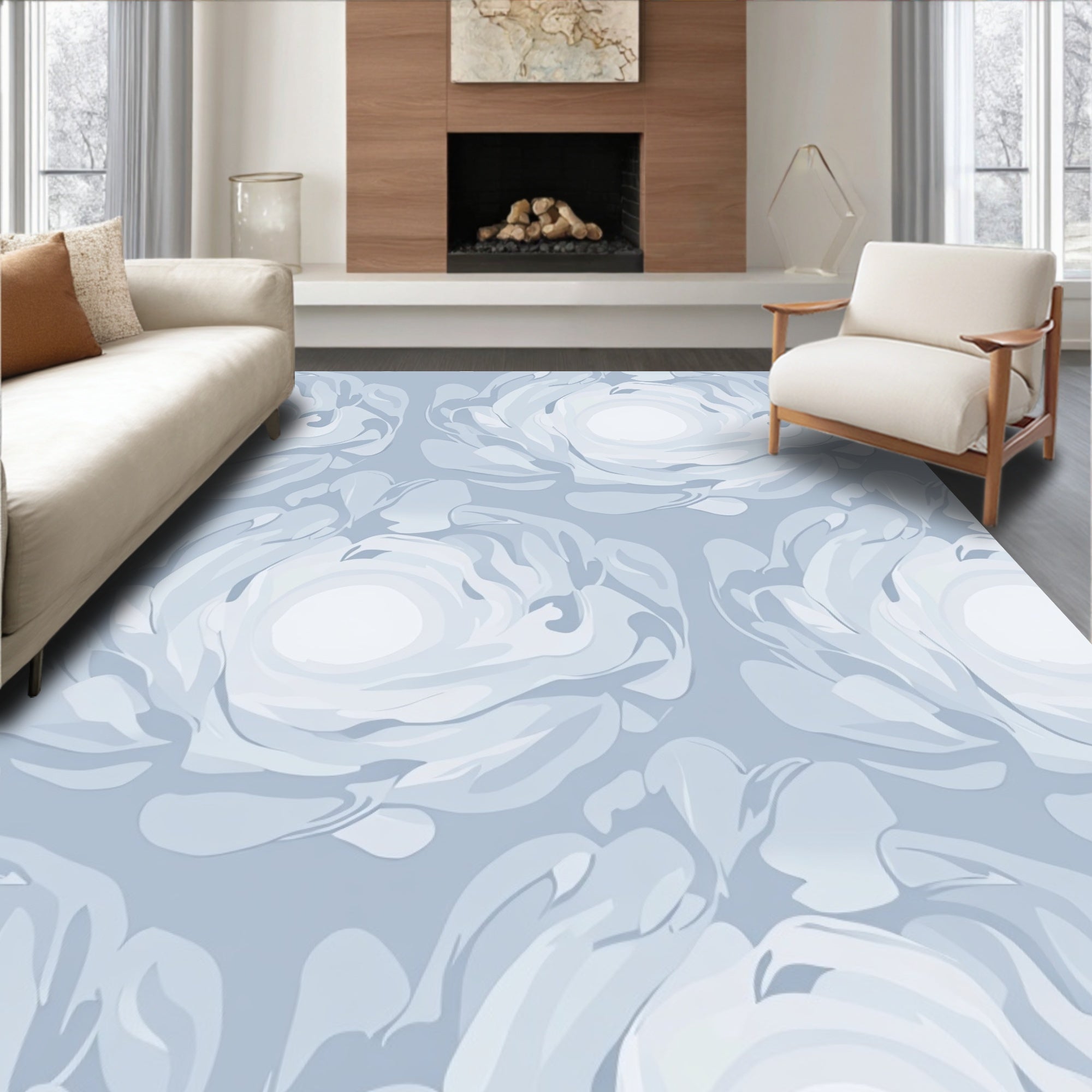 Cloudy Swirl Abstract Pattern Rug