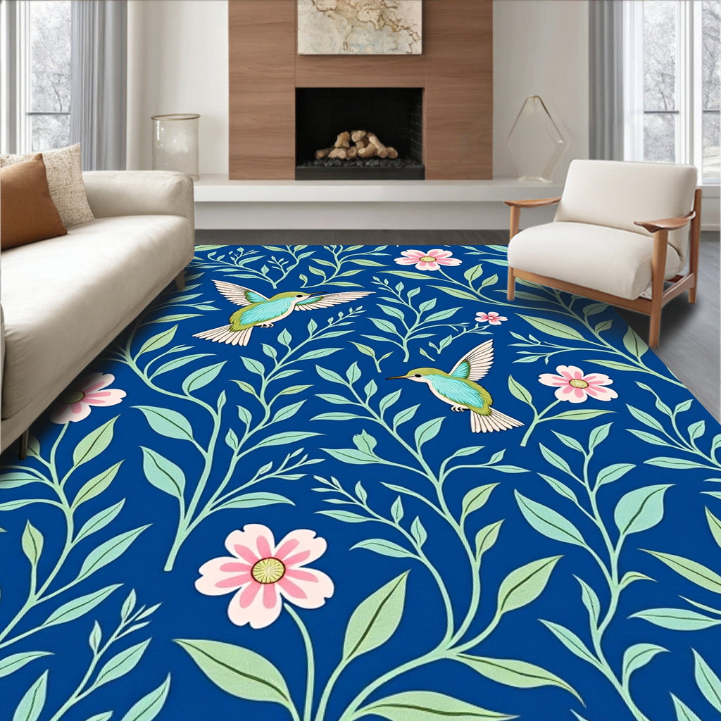 Birds and Floral Pattern Design Rug