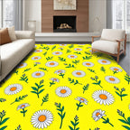 Bright Yellow Daisy Floral Pattern Rug