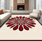 Geometric Red Floral Mandala Design Rug