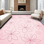 Pink Floral Swirl Outline Design Rug