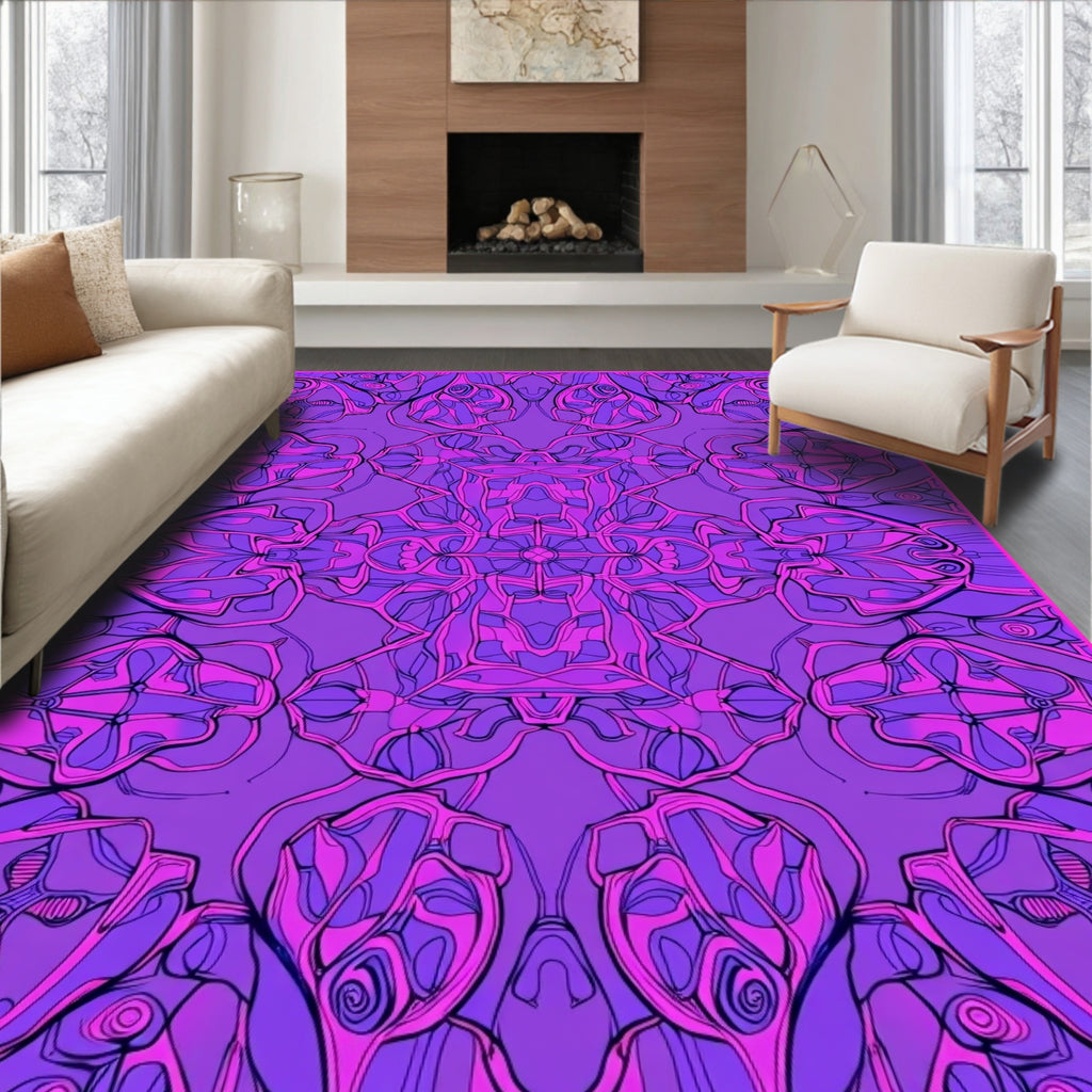 Vibrant Pink Purple Psychedelic Design Rug