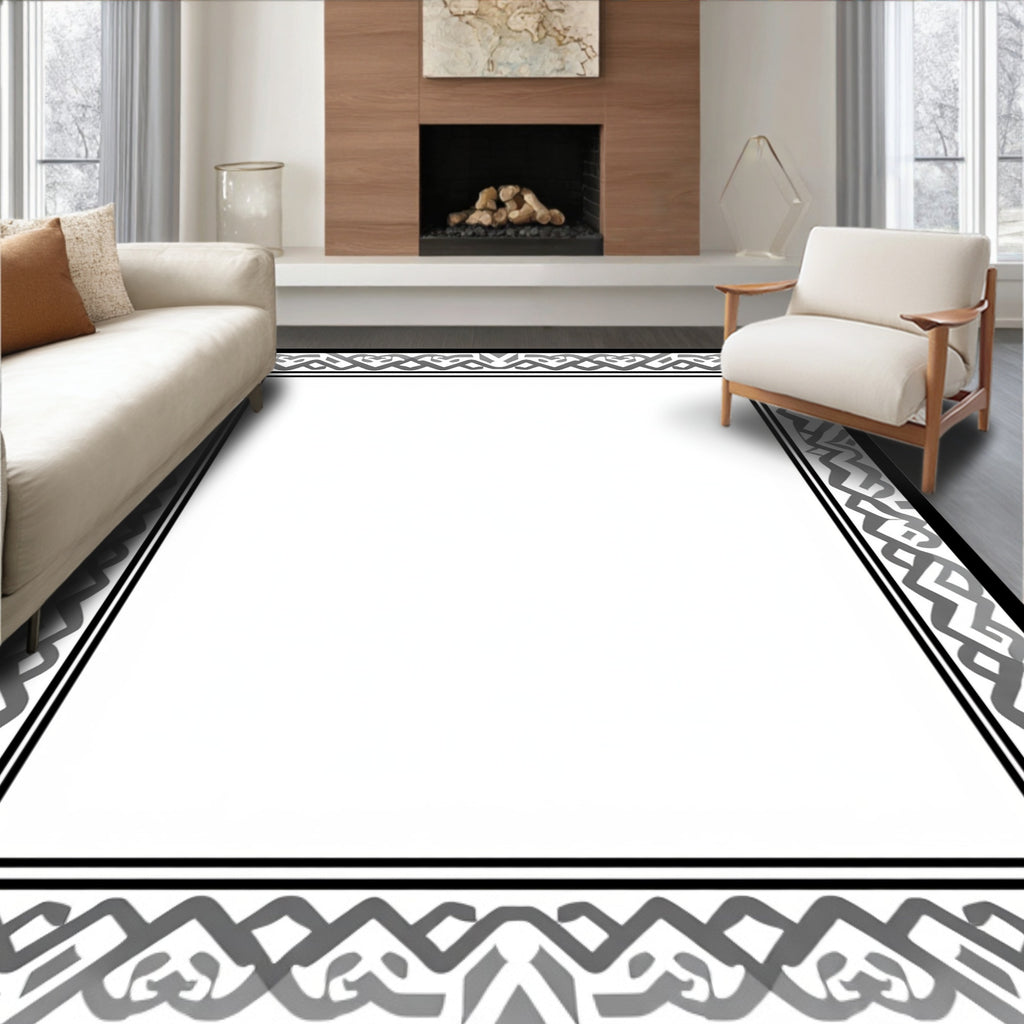 Abstract Gray Geometric Border Rug