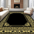 Golden Floral Art Nouveau Border Rug