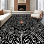 Radial Black And White Sunburst Design Rug