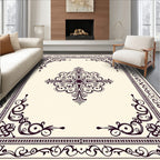Elegant Dark Floral Scrollwork Pattern Rug