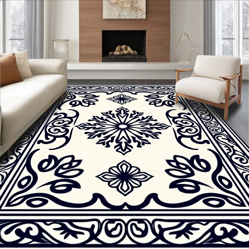 Ornate Floral Scrollwork Pattern Rug