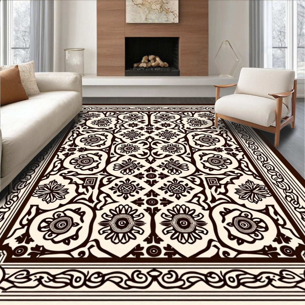Classic Floral Motif Border Design Rug