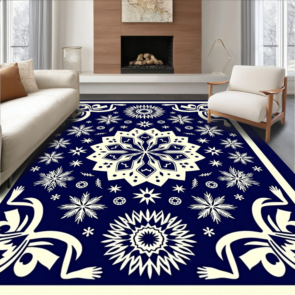 Whimsical Snowflake Mandalas Pattern Rug