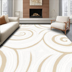 Abstract Swirls Beige White Design Rug