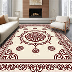 Ornate Brown Floral Bordered Rug