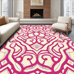 Vibrant Fuchsia Scrollwork Lattice Rug