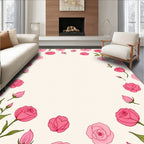 Pink Roses Patterned Decorative Rug
