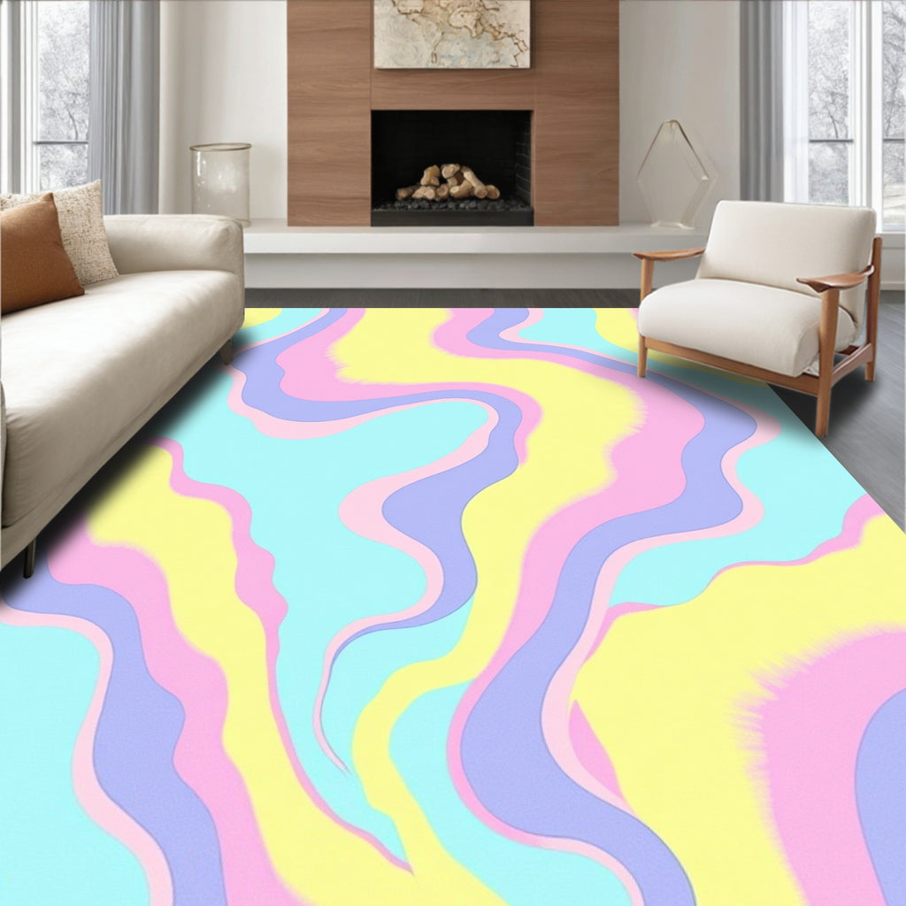 Retro Swirl Pastel Pattern Rug