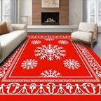 Red Snowflake Festive Pattern Rug