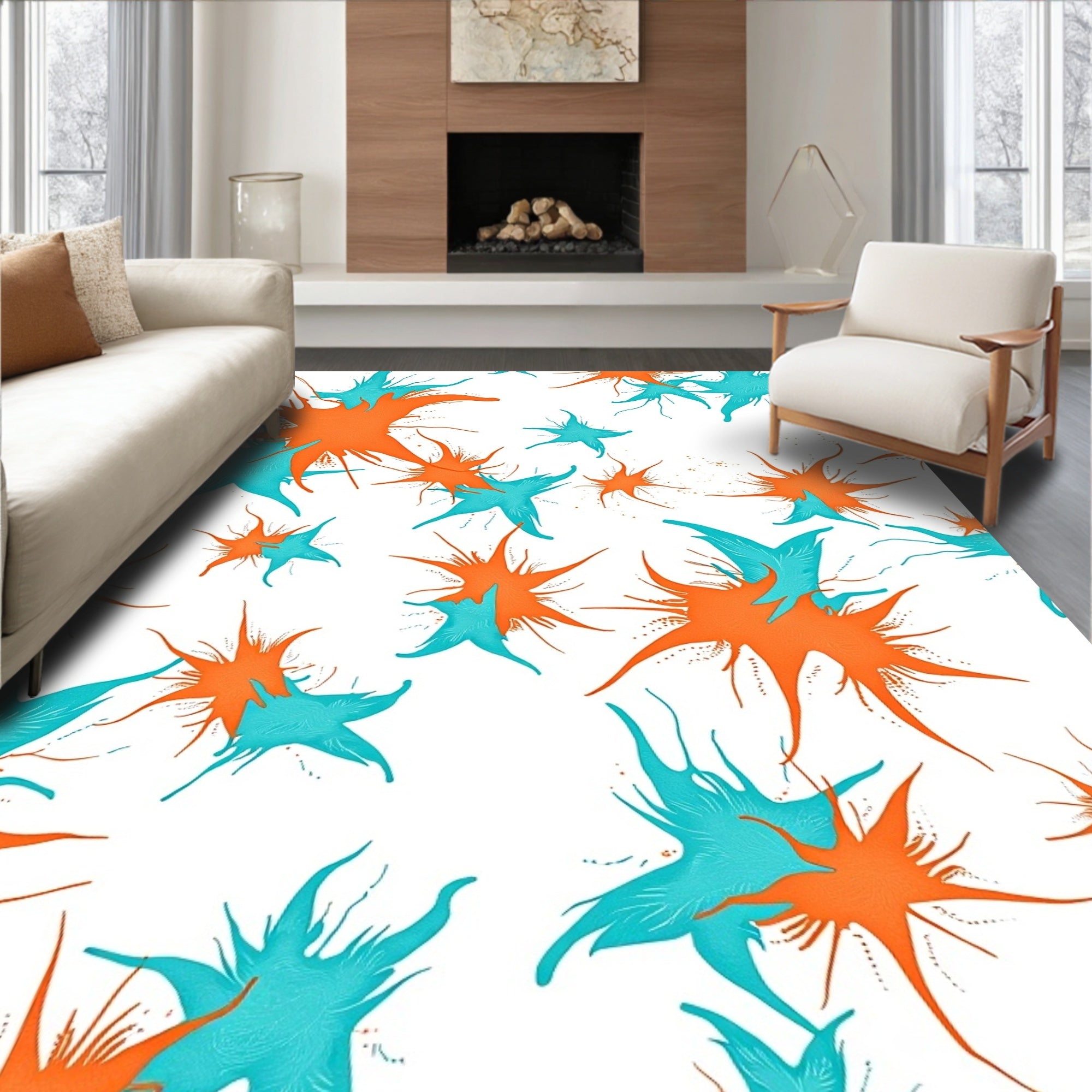 Abstract Starburst Splash Design Rug