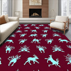 Light Blue Deer Floral Pattern Rug