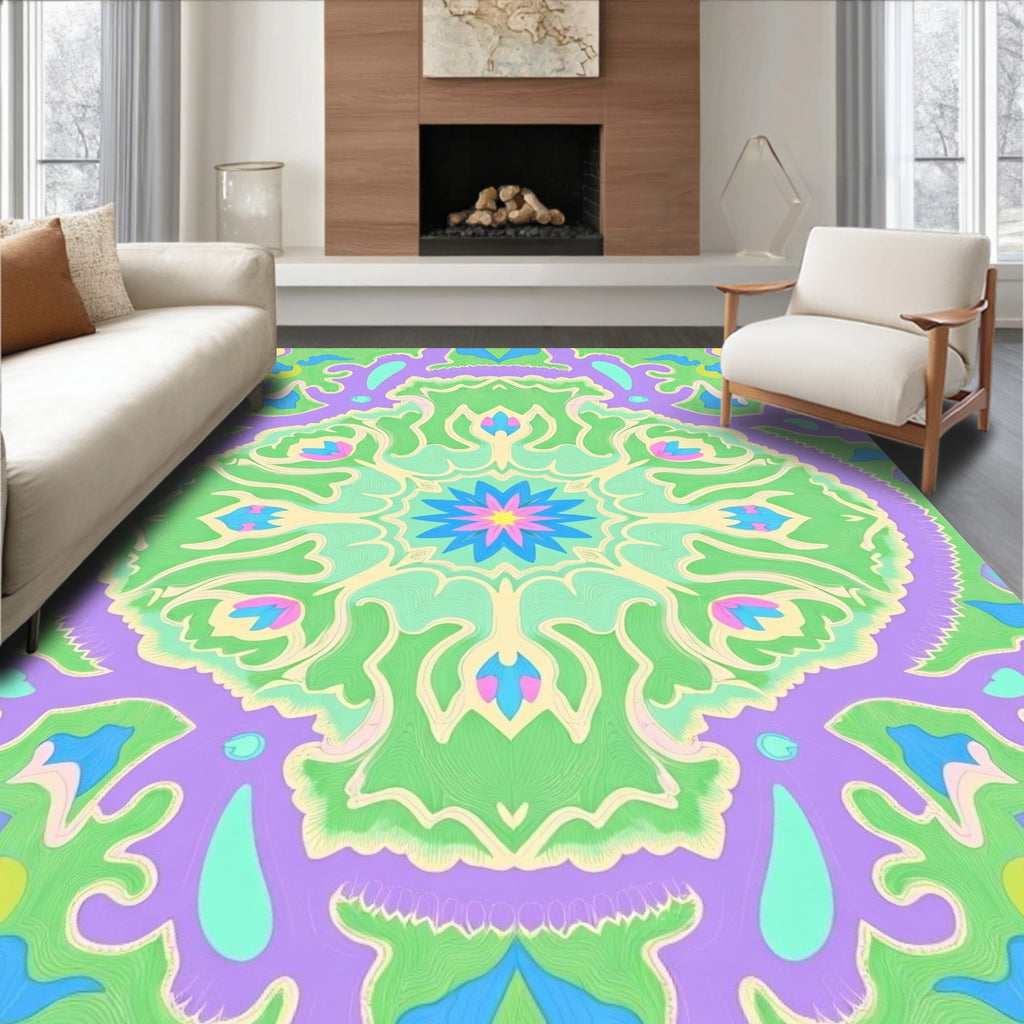 Abstract Psychedelic Floral Mandala Rug