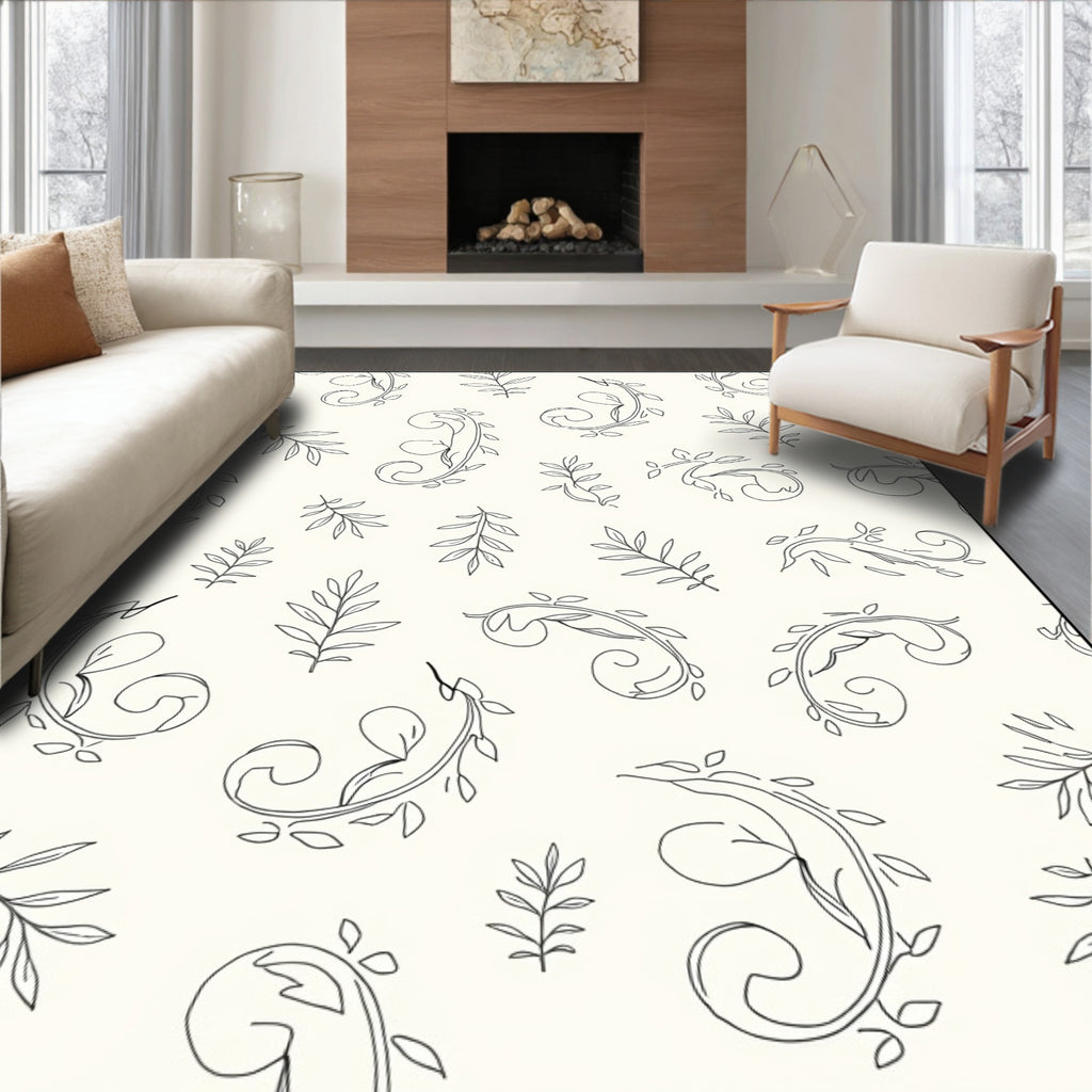 Delicate Vine Leaf Pattern Rug