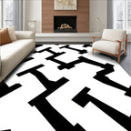 Black Geometric T Pattern Rug