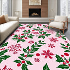 Festive Holly Snowflakes Pattern Rug