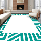Teal Geometric Maze Design Rug