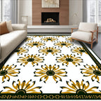 Golden Starburst Floral Geometric Design Rug