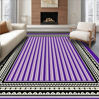 Purple Striped With Bold Border Design Rug