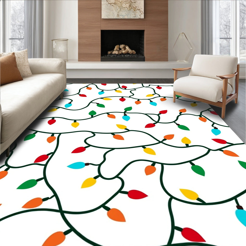 Festive Colorful String Lights Garland Rug