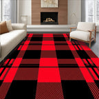 Red and Black Plaid Pattern Rug