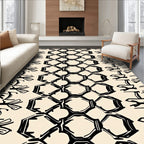 Textural Black Geometric Stripe Rug