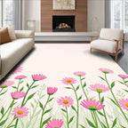 Pink Daisy Meadow Field of Flowers Rug