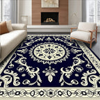Ornate Floral Medallion Bordered Rug