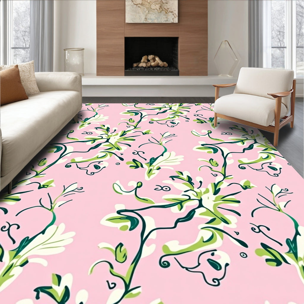 Whimsical Floral Vine Pattern Rug