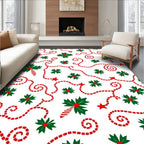 Red Garland Holly Star Pattern Rug
