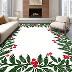 Green Holly Berries Garland Rug