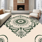Delicate Teal Floral Medallion Mandala Rug